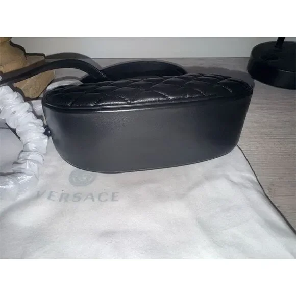 Versace Medusa Black Quilted Leather Shoulder/ crossbody Bag with Strap - Picture 9 of 14